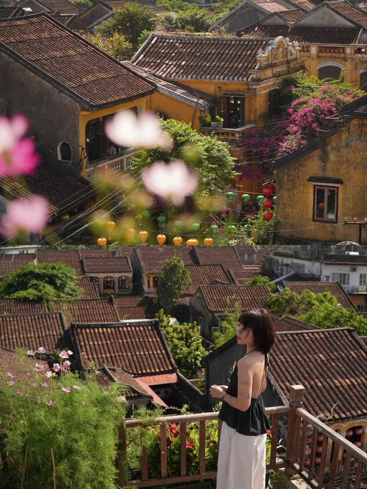 Panoramic view of Hoi An Ancient Town rooftops from above