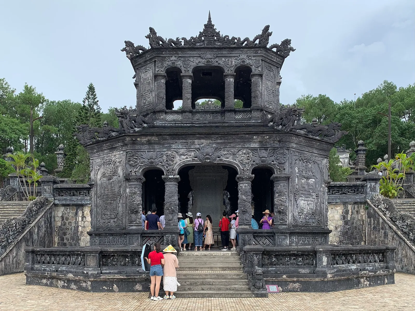 Visitors on the steps of the Khai Dinh mausoleum outside Hue.